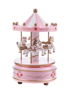 Sharpdo Merry Go Round Carousel Music Box Pink/White/Gold  - Image 1