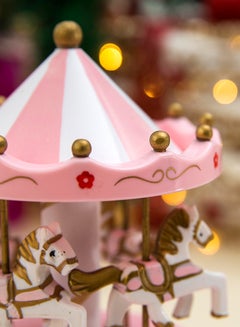 Sharpdo Merry Go Round Carousel Music Box Pink/White/Gold  - Image 5