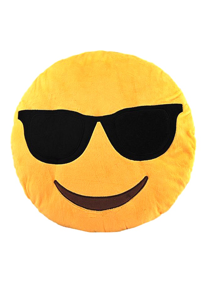 BeeCool Emoji Smiley Emoticon  I Am Cool Round Cushion Pillow Yellow  - Image 1
