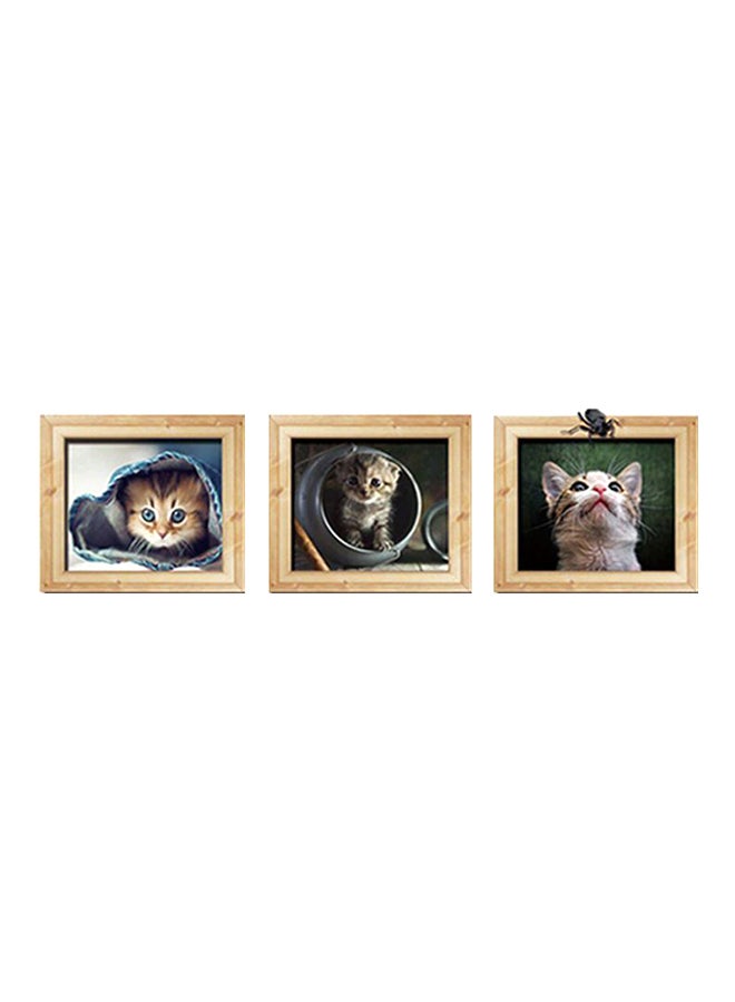 OUTAD 3D Cat Cartoon Photo Frame Wall Sticker Multicolour - Image 1