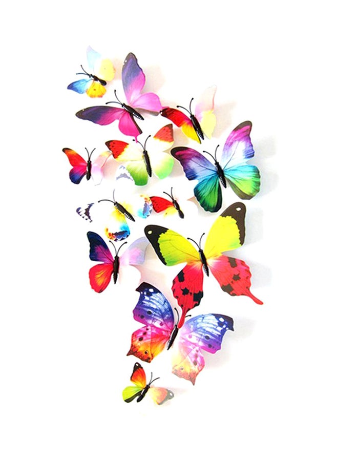 OUTAD 12-Piece 3D Magnet Butterfly Wall Sticker Set Multicolour 120x60mm - Image 1