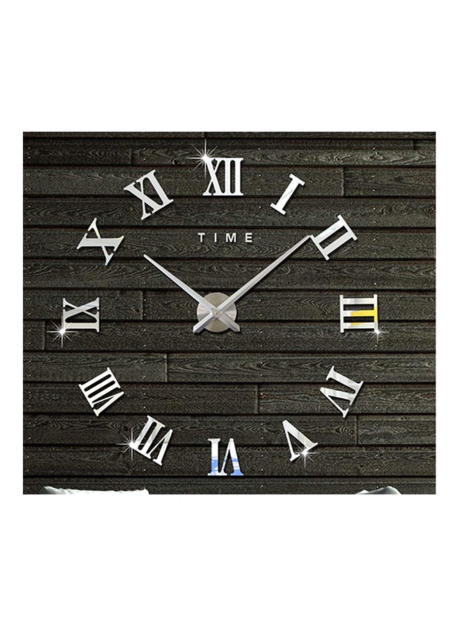 ملصق ساعة حائط بأرقام رومانية ثلاثي الأبعاد يمكنك لصقه بنفسك فضي - Image 2