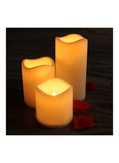 Generic 3-Piece Scented LED Candle With Remote Control Yellow  - Image 2