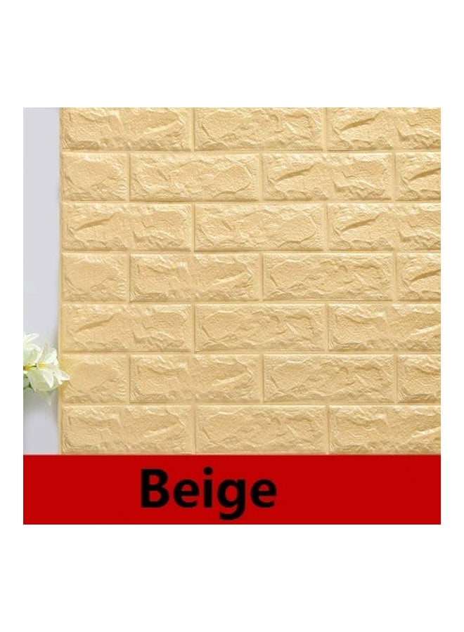 3D Brick Waterproof Wall Stickers Beige 70x38cm  - Image 1