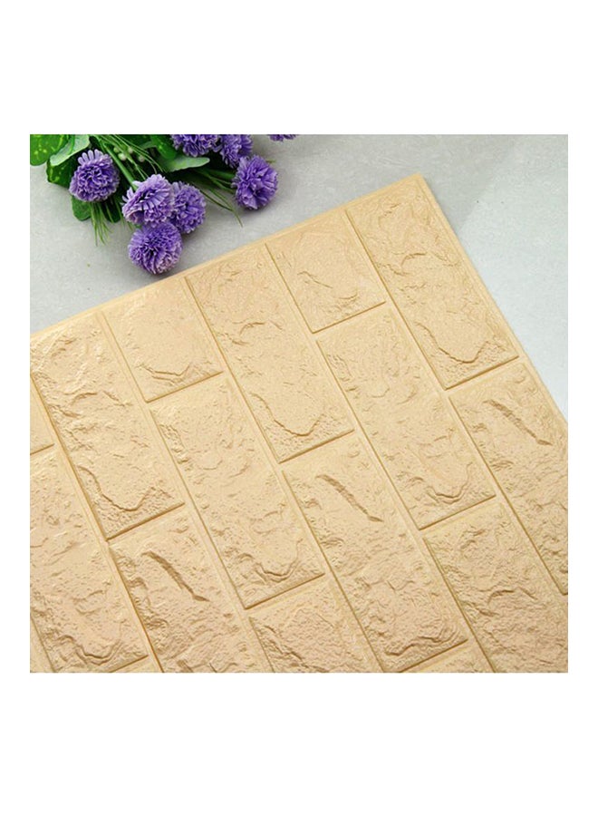 3D Brick Waterproof Wall Stickers Beige 70x38cm  - Image 2