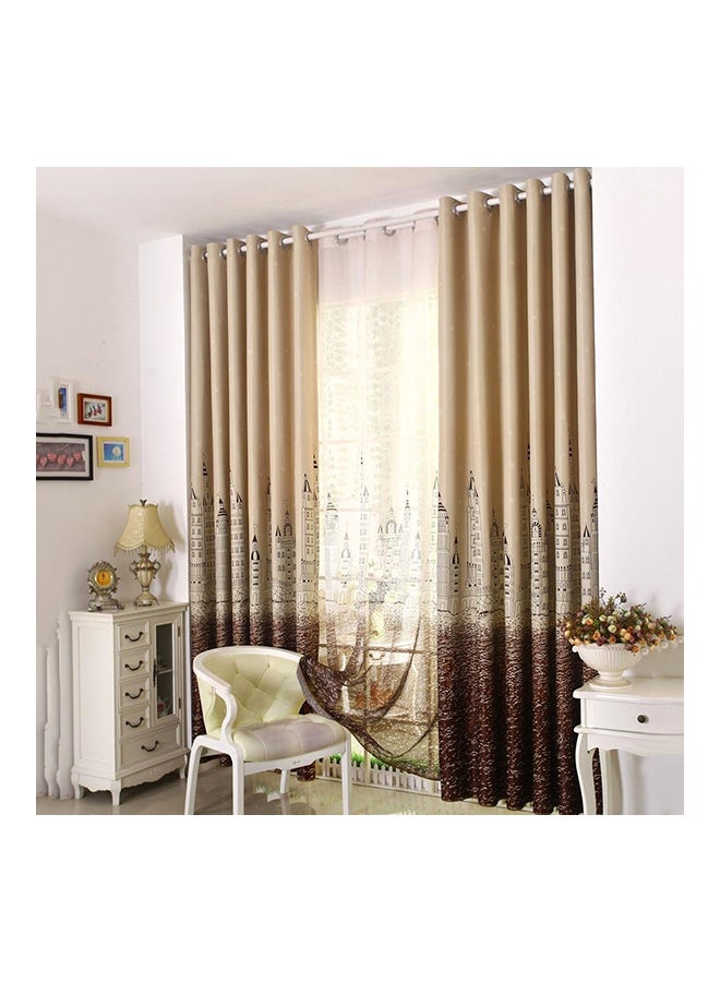 ماركة غير محددة ستارة تعتيم مزينة بطبعة قلعة بني/بيج 100 x 250سم  - Image 2