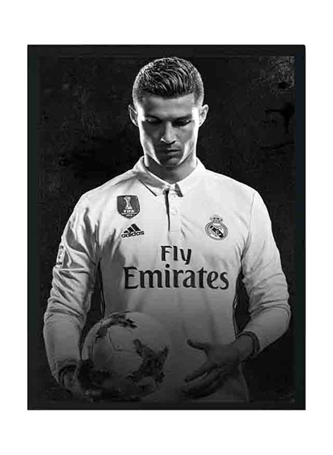 LOWHA Cristiano Ronaldo  Poster With Wood Frame Black/White 32 X 22 X 2centimeter  - Image 1