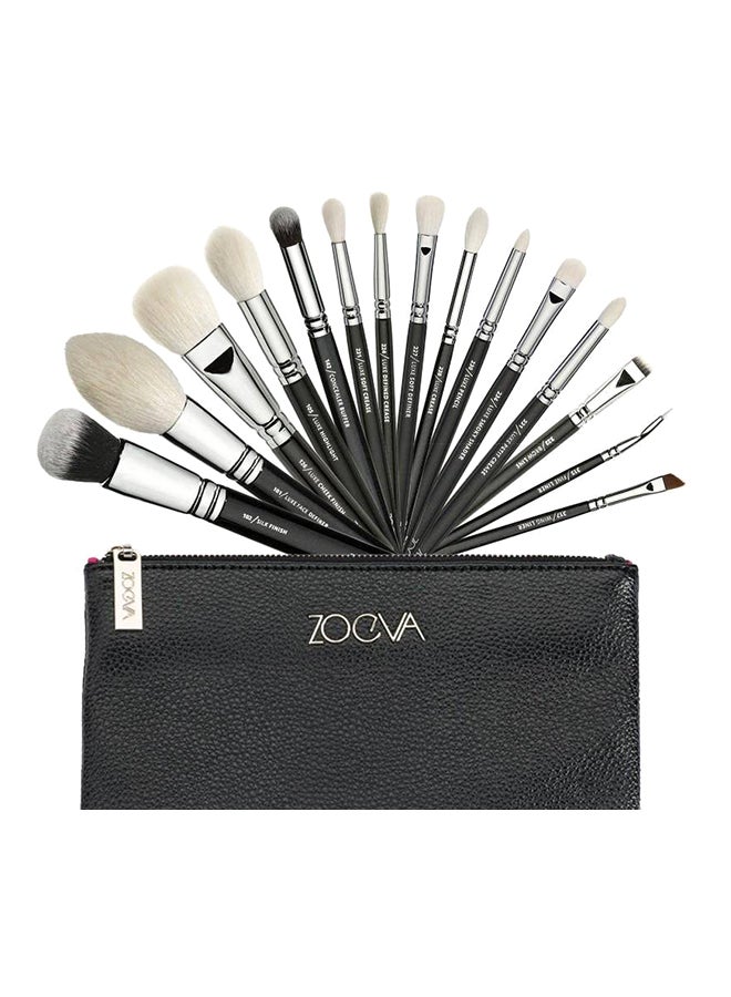 Zoeva 15-Piece Luxe Complete Set With Travel Pouch Black/Silver/White  - Image 2