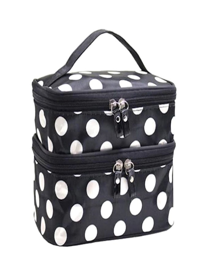 Double Layer Travel Makeup Bag Black/White - Image 1
