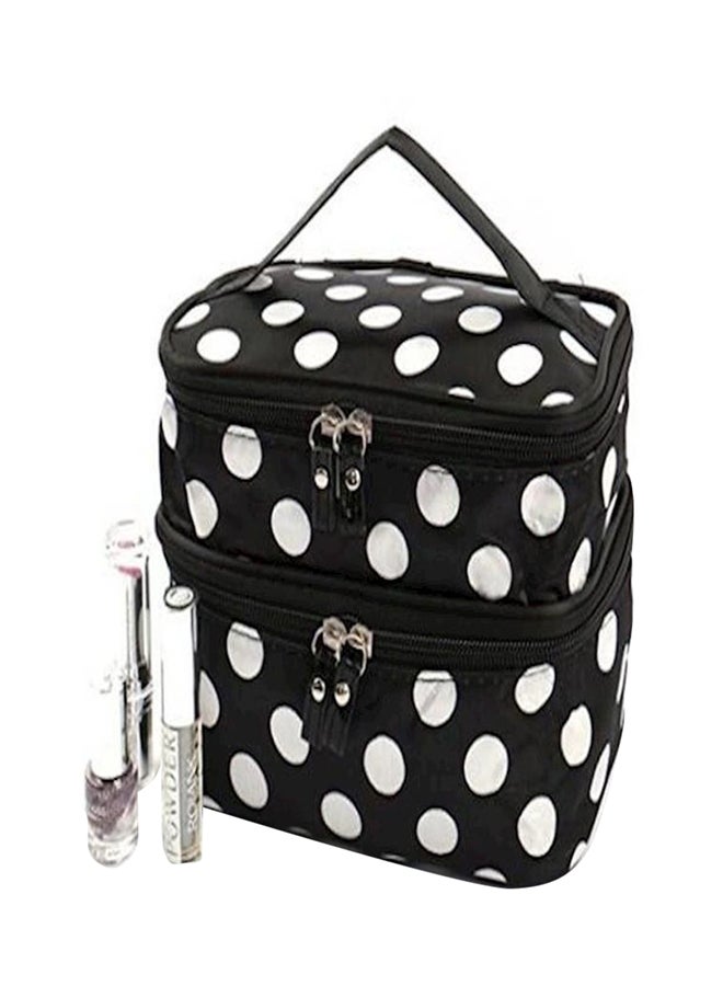 Double Layer Travel Makeup Bag Black/White - Image 3