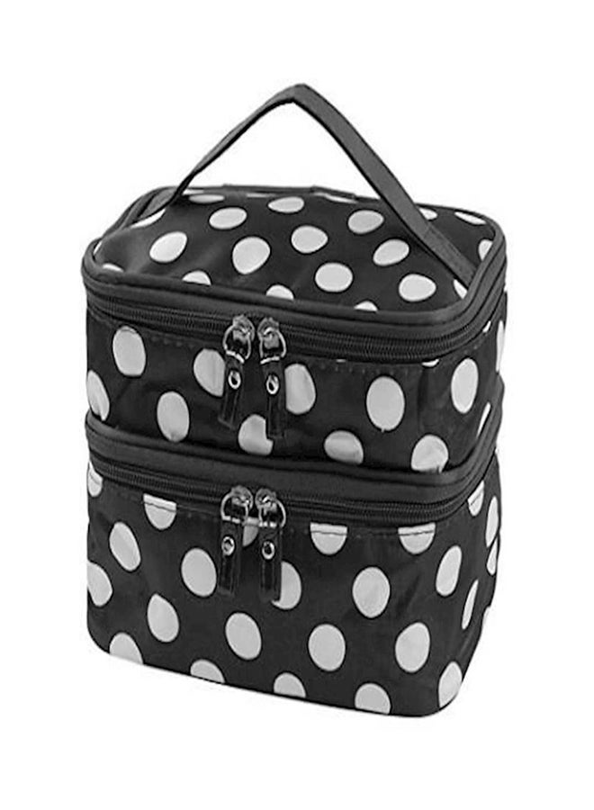 Double Layer Travel Makeup Bag Black/White - Image 2