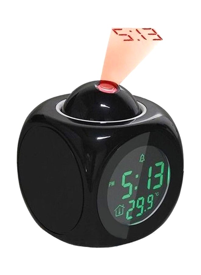 Generic - LCD Projection Voice Talking Digital Alarm Clock with Temperature Display Black/White - Image 1