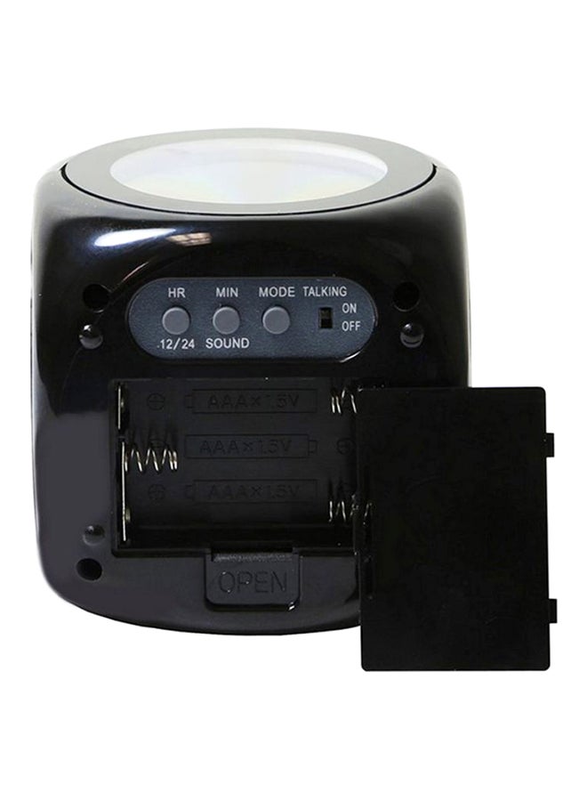 Generic - LCD Projection Voice Talking Digital Alarm Clock with Temperature Display Black/White - Image 1