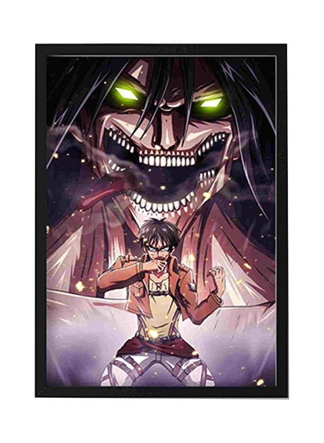 LOWHA Attack On Titan Eren Wall Art Painting Multicolour 32x22x2centimeter  - Image 1