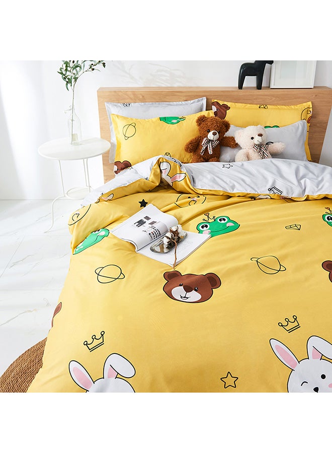 بيوينتي طقم مفرش سرير ماجيك بارادايس من 4 قطع polyester بني/أبيض/أصفر Duvet Cover 150x200 cm, Bed Sheet 160x220 cm, Pillow Cover 48x75سم - Image 2