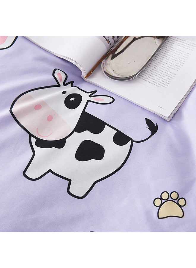 بيوينتي طقم مفرش سرير بتصميم مزرعة سعيدة مكون من 3 قطع polyester أرجواني/أصفر/بني Duvet Cover 150x200 Cm, Bed Sheet 160x220 Cm, Pillow Cover 48x75سم - Image 5