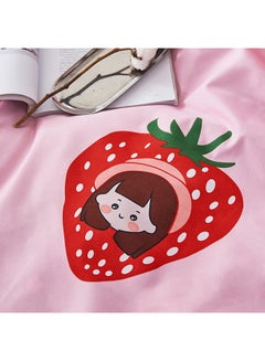 4-Piece Strawberry Baby Design Bedding Set Polyester Pink/Red/Green Duvet Cover (150x200 Cm), Bed Sheet (160x220 Cm), Pillow Cover (48x75)cm - v1578026542/N32898281A_5