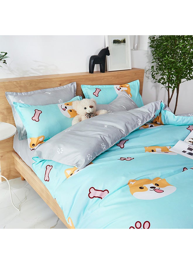 Beauenty 3-Piece Firewood Dog Paradise Design Bedding Set polyester Blue/Yellow/White Duvet Cover (150x200 Cm), Bed Sheet (160x220 Cm), Pillow Cover (48x75cm  - Image 2