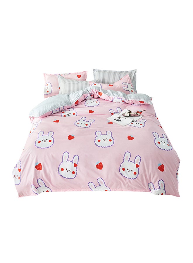 Beauenty 4-Piece Rabbit Printed Bedding Set polyester Pink - Image 1