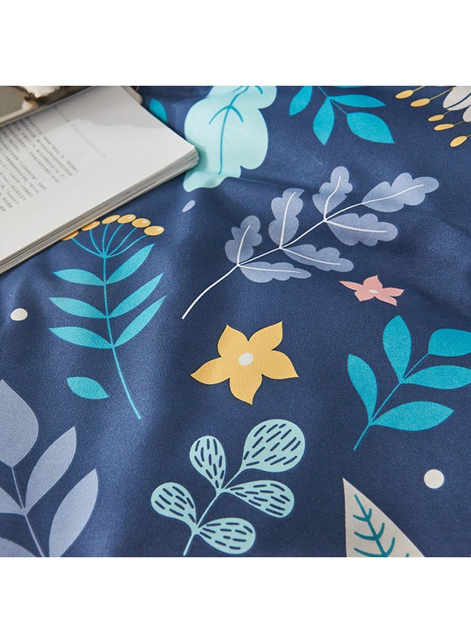 بيوينتي طقم مفرش سرير بنقشة زهور من 4 قطع بوليستر أزرق/بيج/رمادي Duvet Cover 150x200 Cm, Pillowcases 48x75 Cm, Fitted Sheet 160x220سم - Image 5