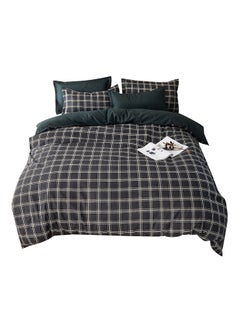 بيوينتي طقم مفرش سرير ميونخ من 4 قطع بوليستر أسود/ أبيض/ أخضر Duvet Cover 150x200 Cm, Bed Sheet 160x220 Cm, Pillow Cover 48x75سم  - Image 1