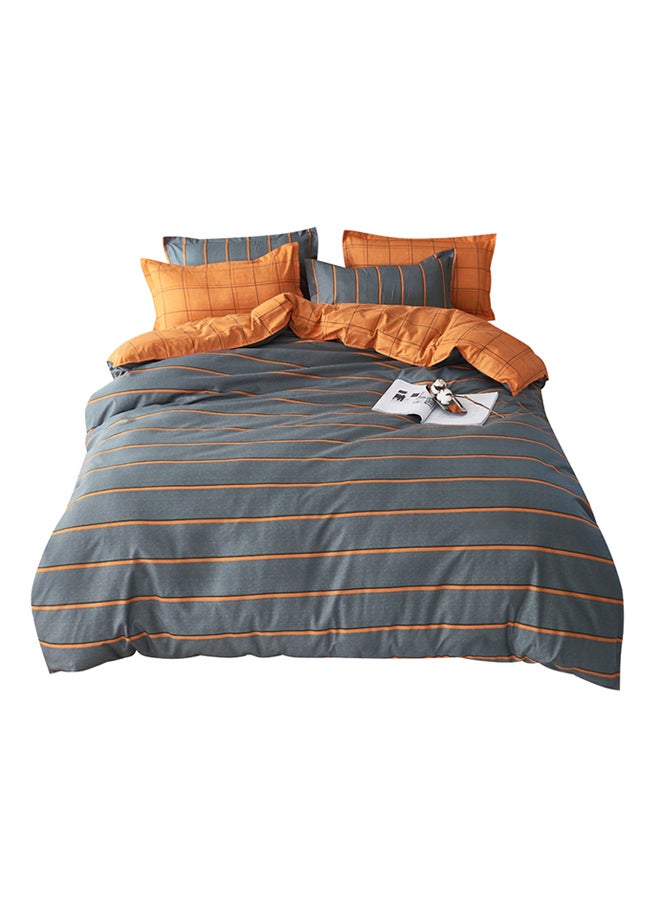 Beauenty 4-Piece Daylight Allure Design Bedding Set polyester Grey/Orange Duvet Cover (150x200) Cm, Bed Sheet (160x220) Cm, Pillow Cover (48x75)cm - Image 1