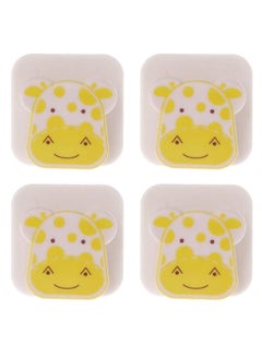 4-Piece Animal Pattern Comforter Clip Set White/Yellow/Brown