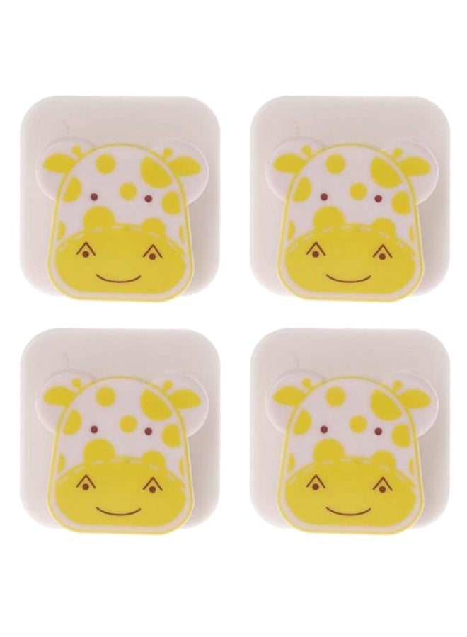 Generic - 4-Piece Animal Pattern Comforter Clip Set White/Yellow/Brown - Image 1