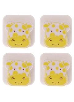 4-Piece Animal Print Pattern Comforter Clip Set White/Yellow/Brown