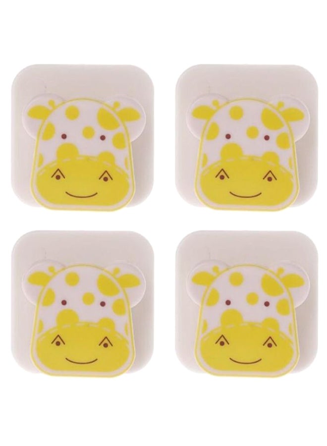 Generic - 4-Piece Animal Print Pattern Comforter Clip Set White/Yellow/Brown - Image 1