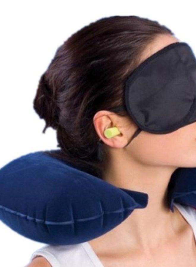 Free Size Travel Pillow With Eye Mask And Earbuds Blue 34 x 25cm  - Image 2