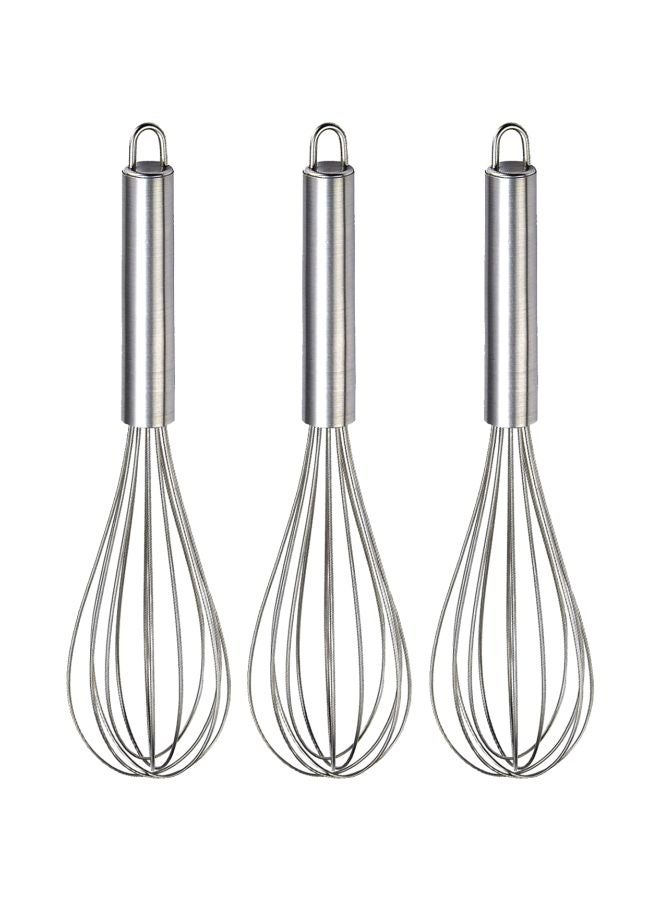 Kuber Industries 3-Piece Stainless Steel Egg Whisker Silver - Image 1