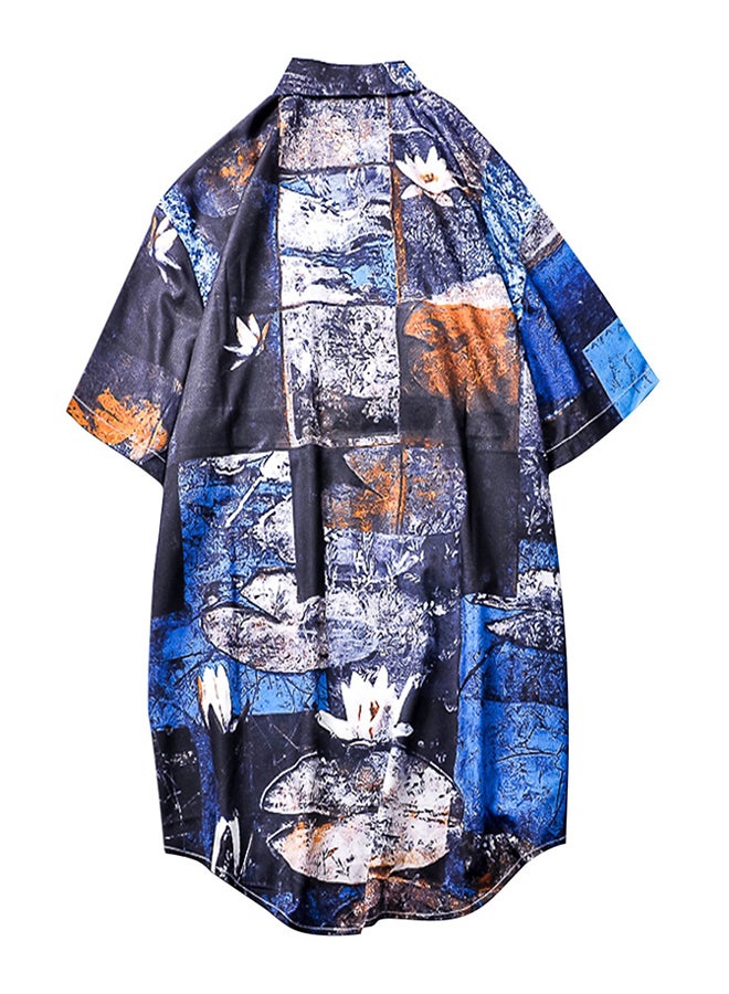 قميص بياقة دائرية وأكمام قصيرة متعدد الألوان - Image 2