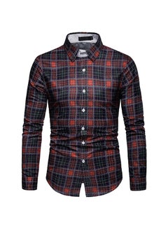 Generic Long Sleeves Collared Neck Shirt Black/Red/White  - Image 1