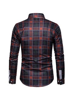 Generic Long Sleeves Collared Neck Shirt Black/Red/White  - Image 2
