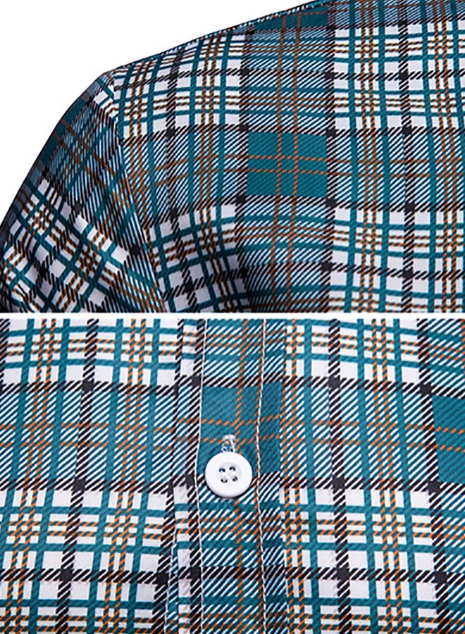 Long Sleeves Collared Neck Shirt Green/White  - Image 4