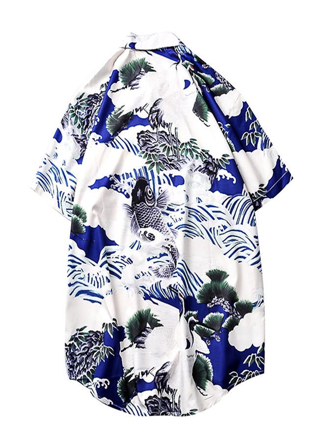 Printed Short Sleeves Collared Neck Shirt Multicolour  - Image 2