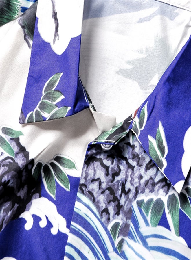 Printed Short Sleeves Collared Neck Shirt Multicolour  - Image 3