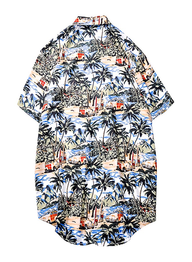 Short Sleeve Printed Turn Down Collar Shirt Multicolour  - Image 2