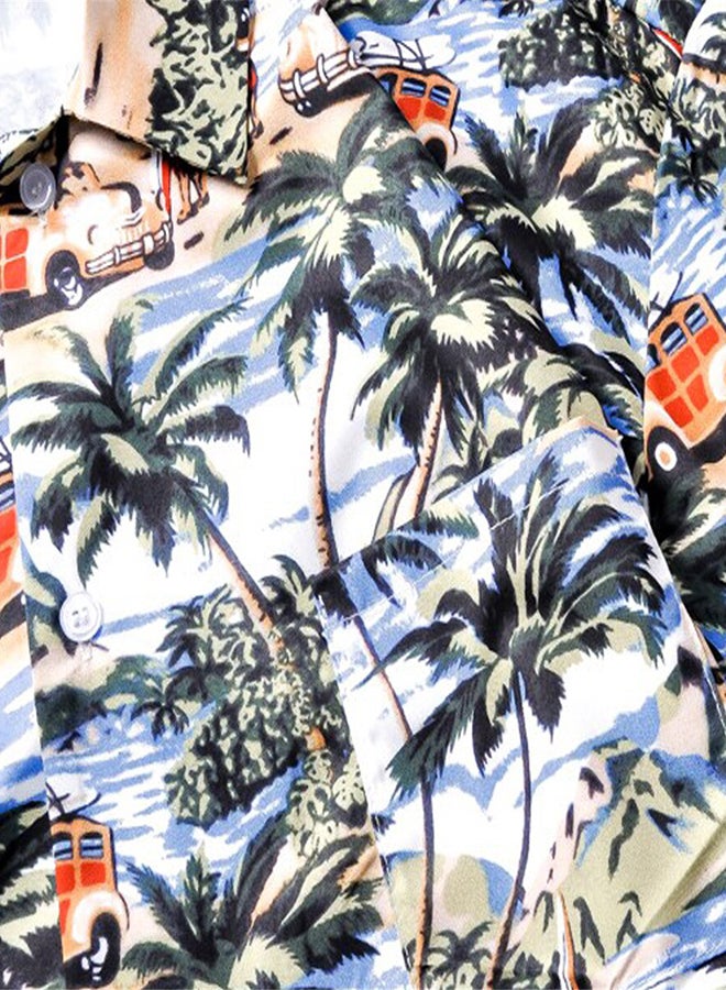 Short Sleeve Printed Turn Down Collar Shirt Multicolour  - Image 3