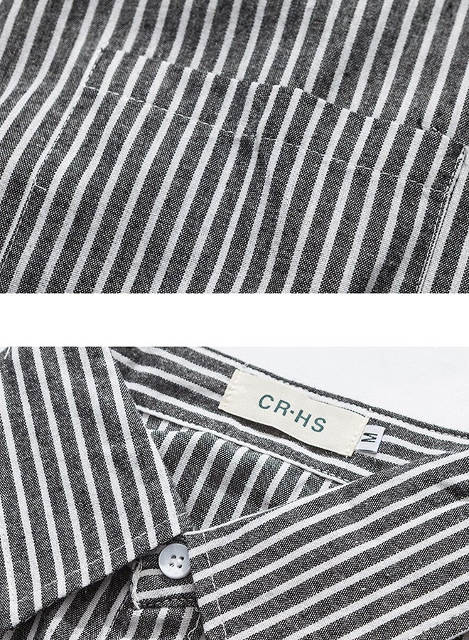قميص برقبة بياقة وأكمام طويلة رمادي - Image 4