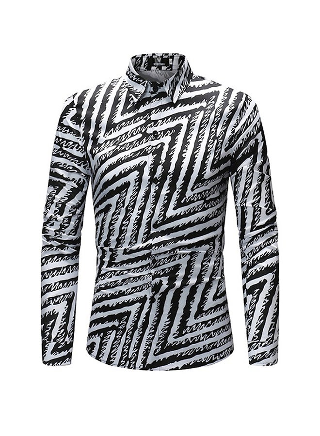 Collared Neck Long Sleeve Shirt Black  - Image 1