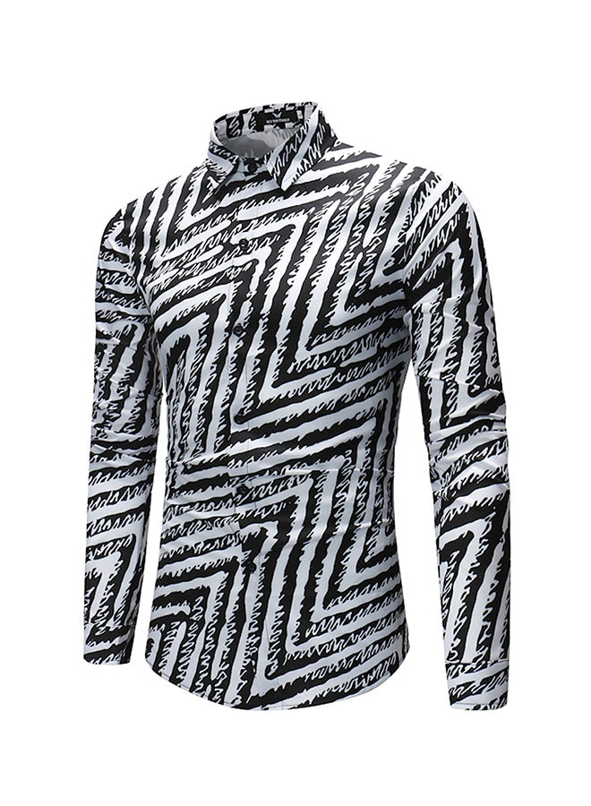 Collared Neck Long Sleeve Shirt Black  - Image 3