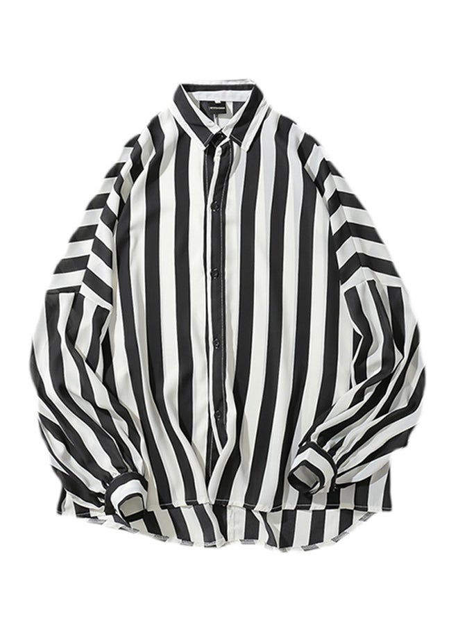 Collared Neck Long Sleeve Shirt Black  - Image 1