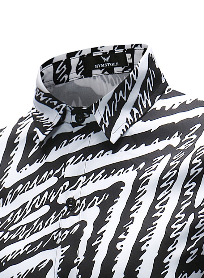 Collared Neck Long Sleeve Shirt Black  - Image 4
