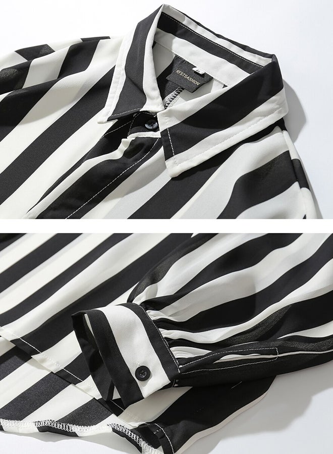 Collared Neck Long Sleeve Shirt Black  - Image 4
