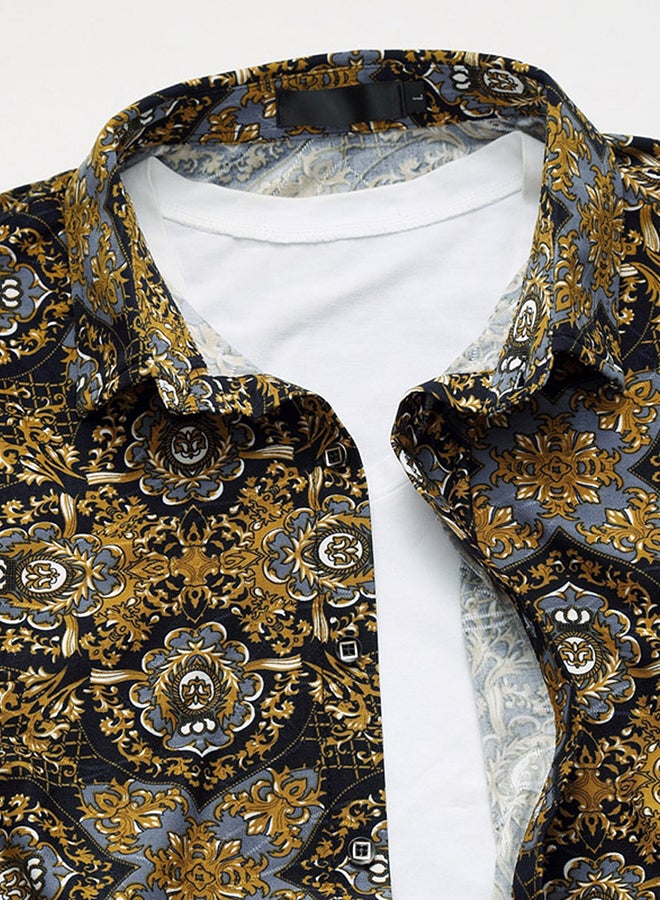 Collared Neck Long Sleeve Shirt Multicolour  - Image 4