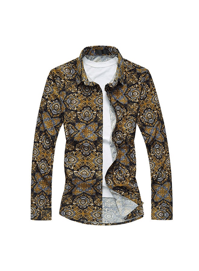 Collared Neck Long Sleeve Shirt Multicolour  - Image 1