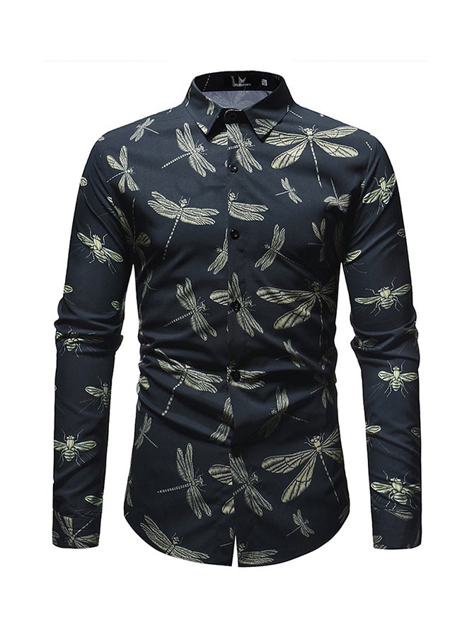 Collared Neck Long Sleeve Shirt Multicolour  - Image 1