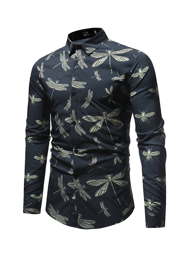 Collared Neck Long Sleeve Shirt Multicolour  - Image 3